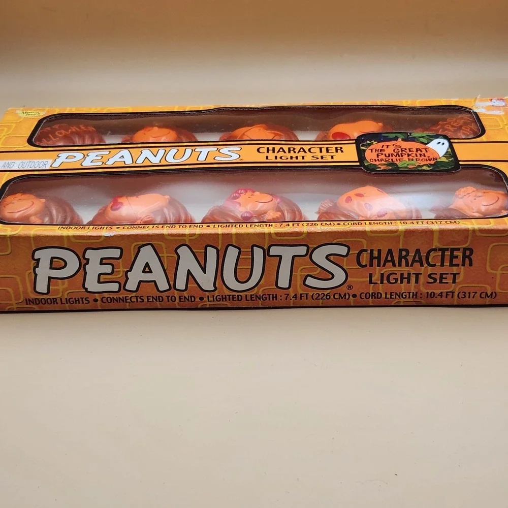 2003 Memory Lane Peanuts Charlie Brown Pumpkin Halloween Character Light Set NOS